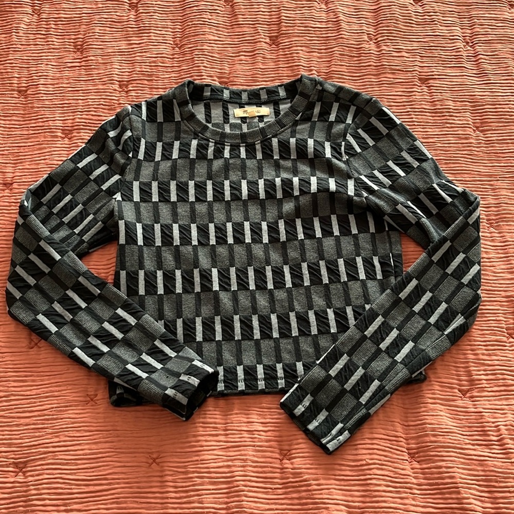 Madewell - Fine Ribbed Supercrop Crewneck Long-Sleeve Tee